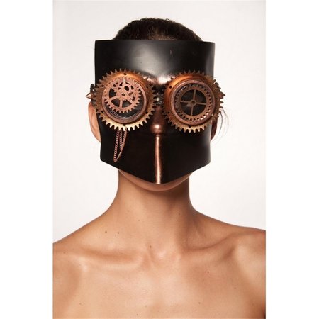 KAYSO Bronze Steampunk Mask with Gears  Chains SPM031BR